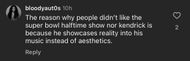 Comment under @theshaderoom where Kevin Durant completely downplayed Kendrick Lamar's performance at the Superbowl LIX Halftime Show. (Image via Instagram/@theshaderoom)